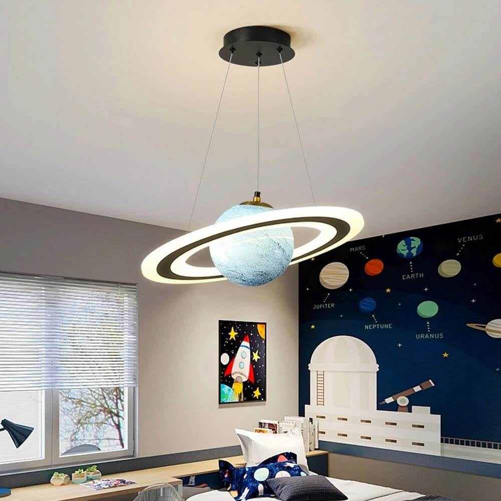Planet Pendant Light with Glowing Ring, 15.7 Inch, Optional Astronaut, view 11
