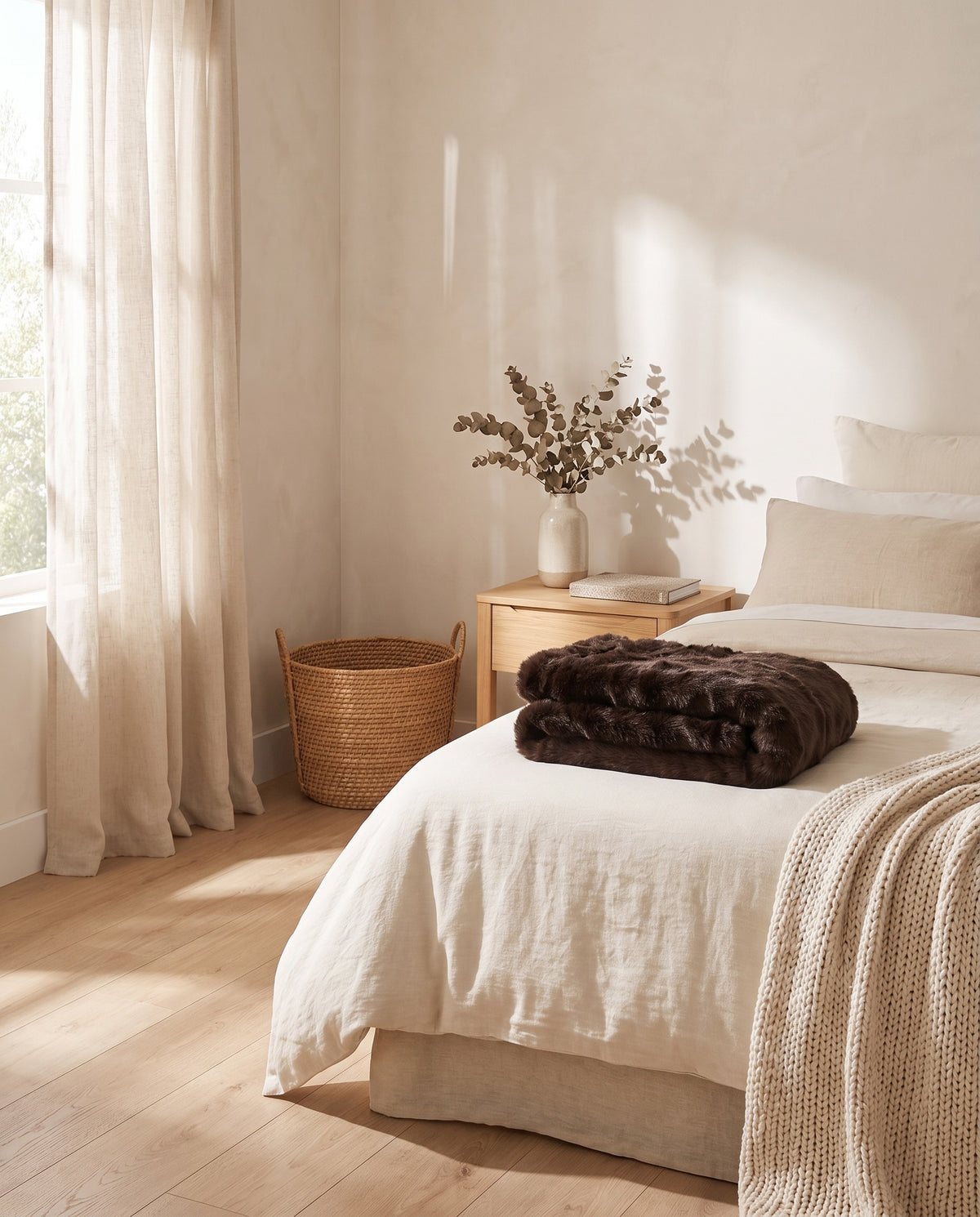 Plush Faux Rabbit Fur Throw Blanket | Soft Warm Handfeel, 51-63in