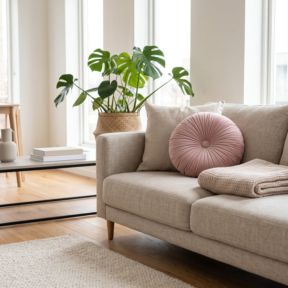 Round Accent Cushion | Tufted Center, 10 Colors