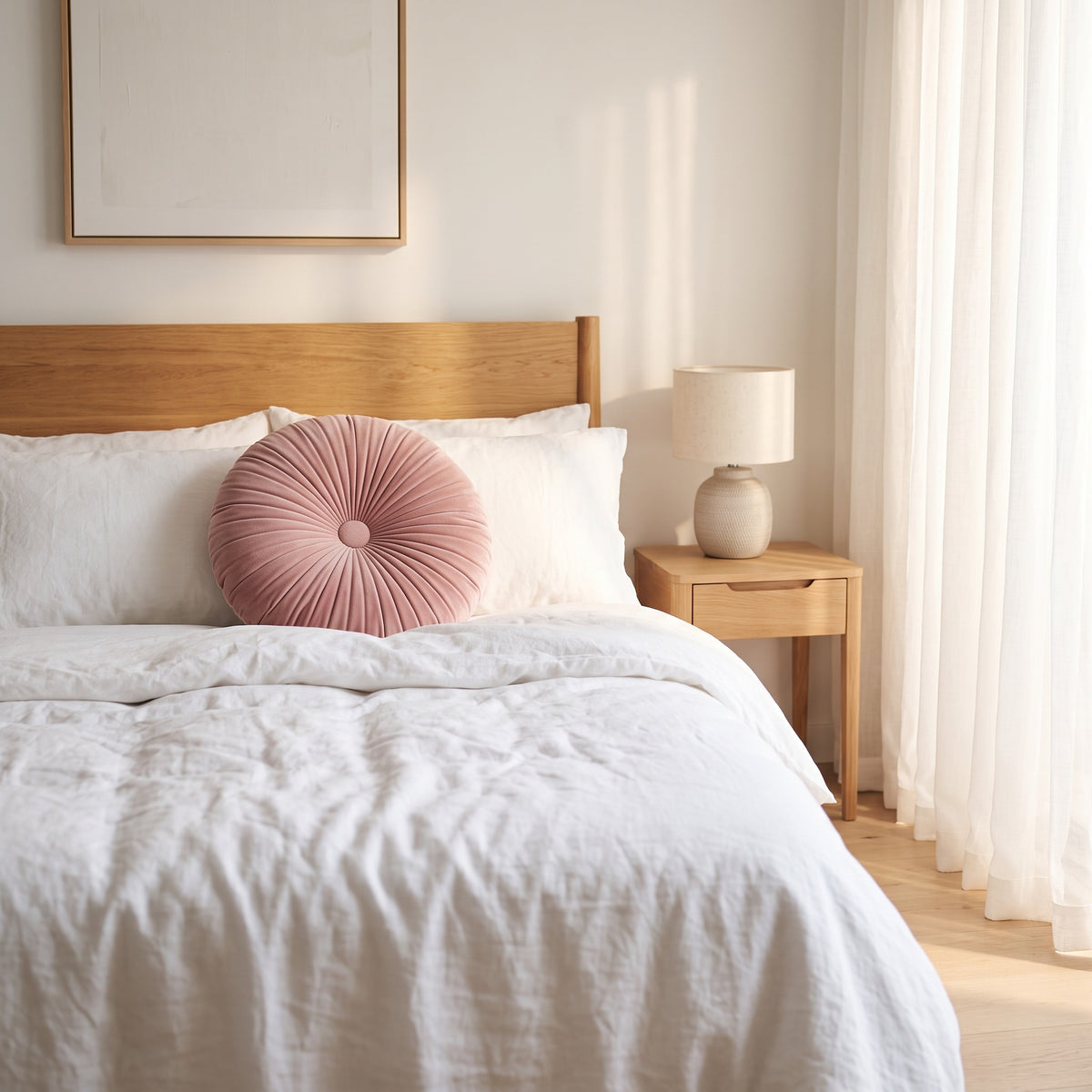 Round Accent Cushion | Tufted Center, 10 Colors