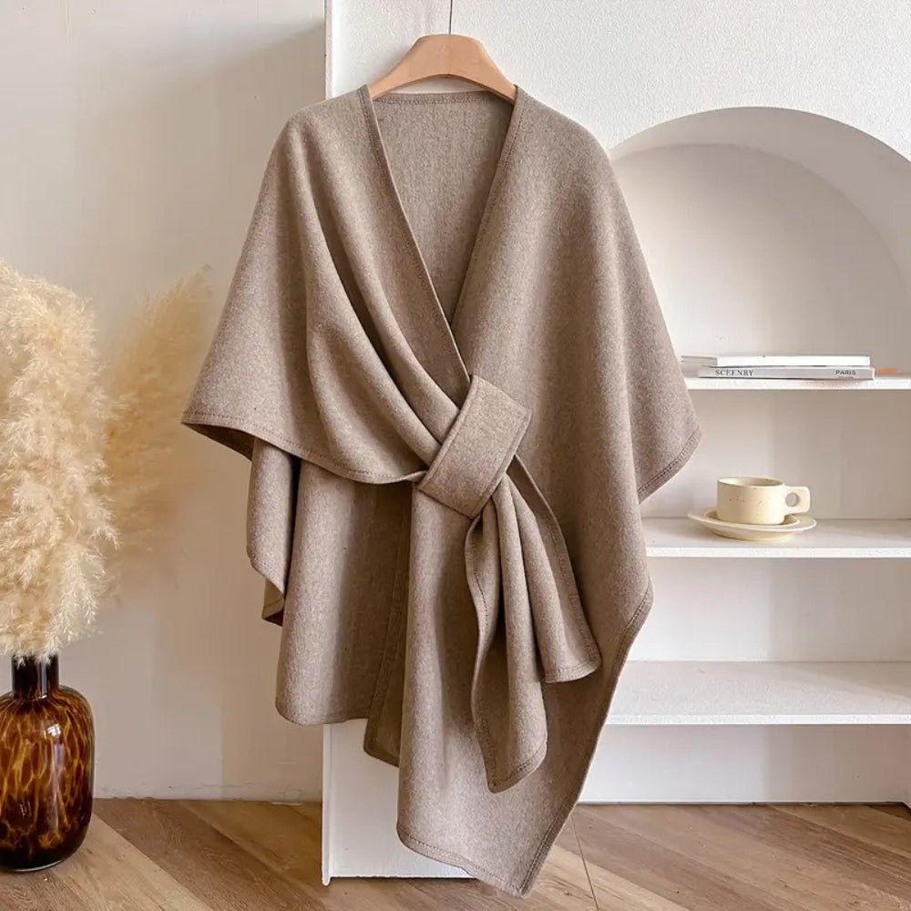 Poncho Wrap in Polyester Wool Blend, 33.5 in Long, One Size, view 1