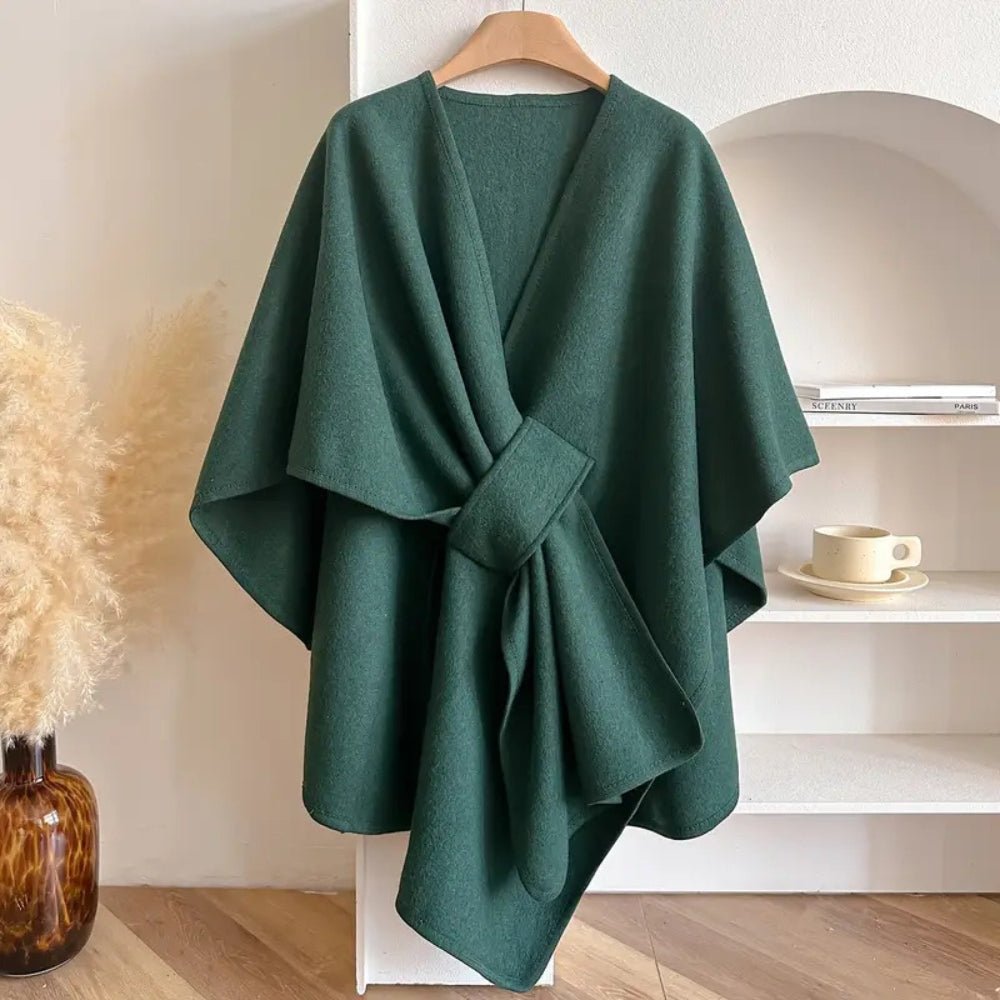 Poncho Wrap in Polyester Wool Blend, 33.5 in Long, One Size, view 4
