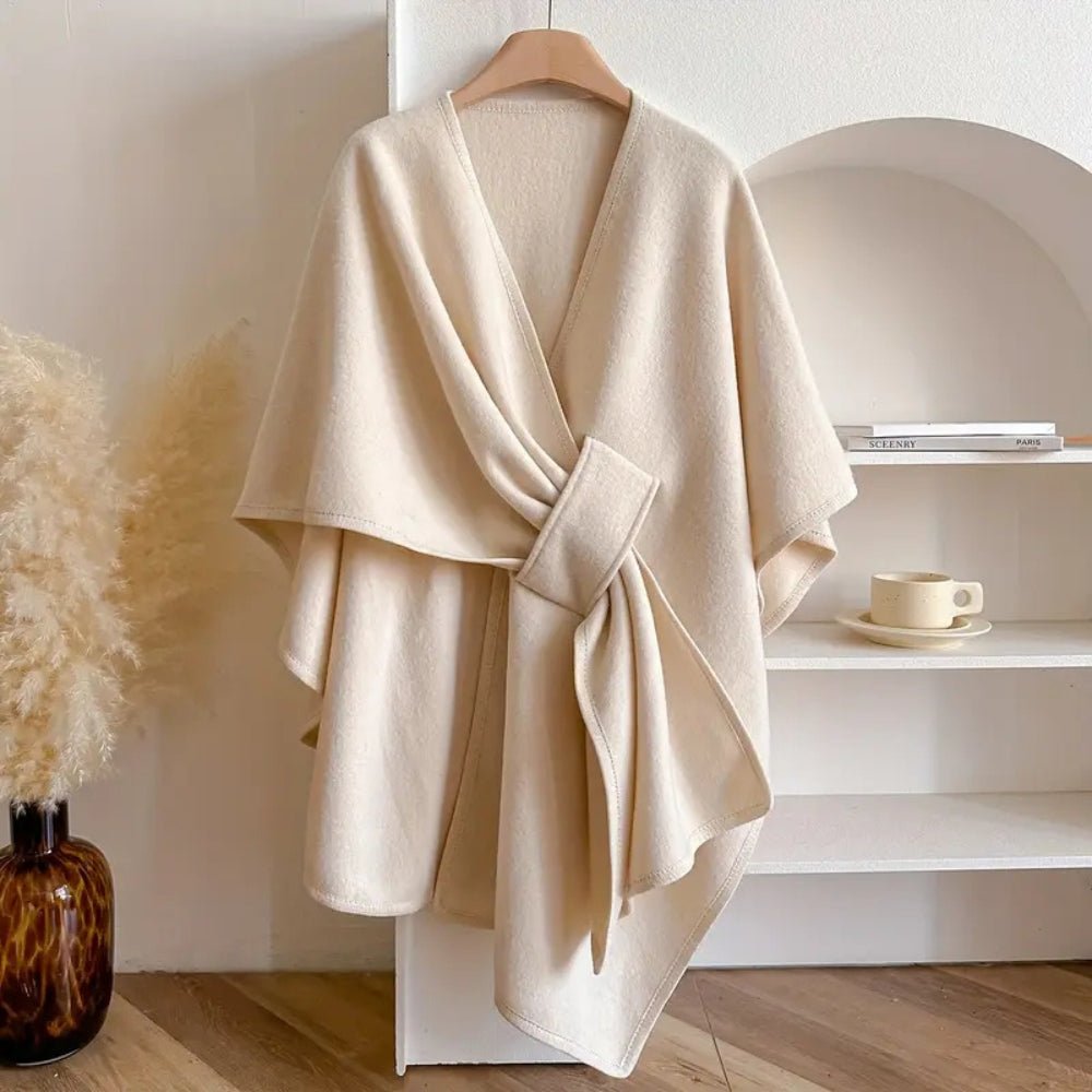 Poncho Wrap in Polyester Wool Blend, 33.5 in Long, One Size, view 5