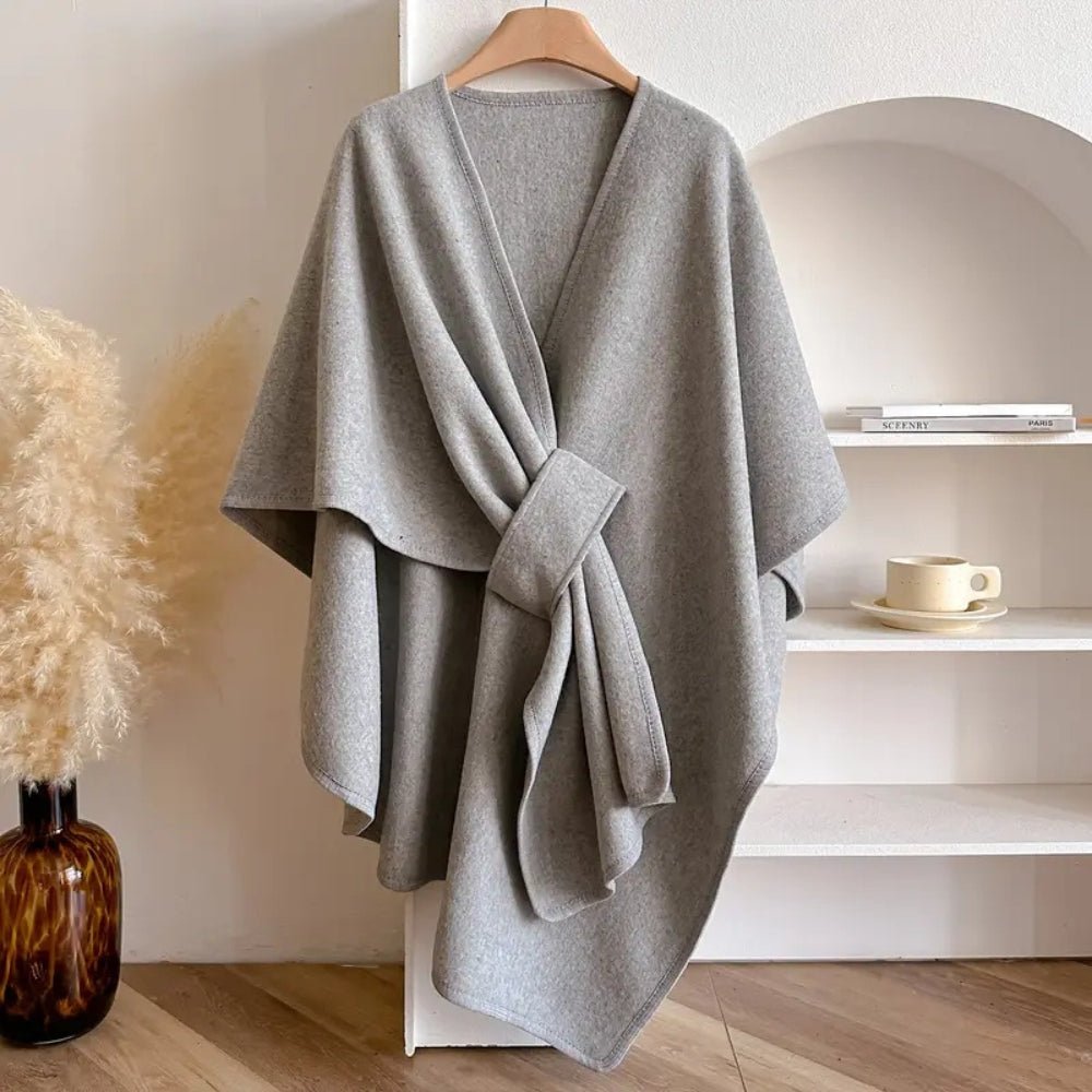 Poncho Wrap in Polyester Wool Blend, 33.5 in Long, One Size, view 8