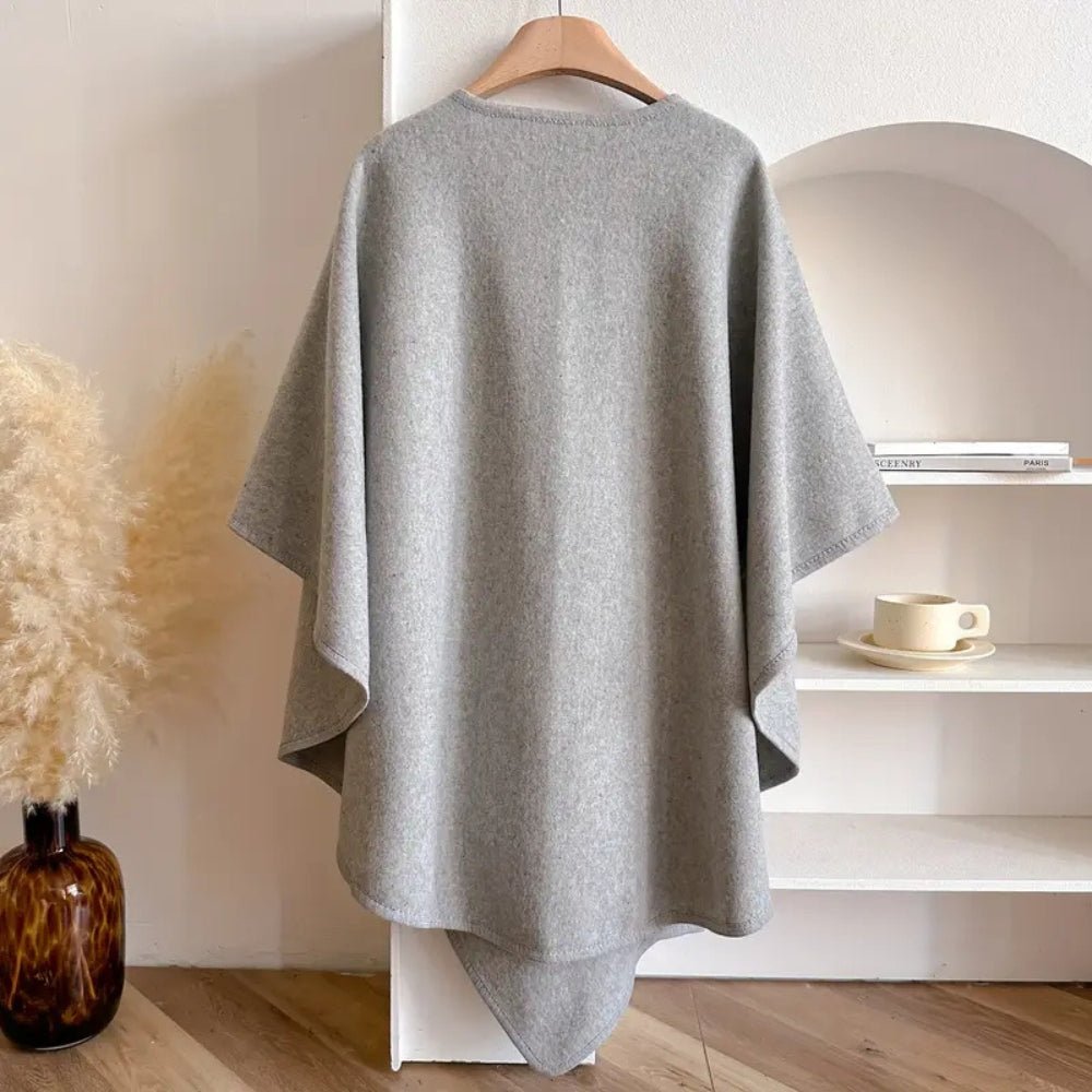 Poncho Wrap in Polyester Wool Blend, 33.5 in Long, One Size, view 9