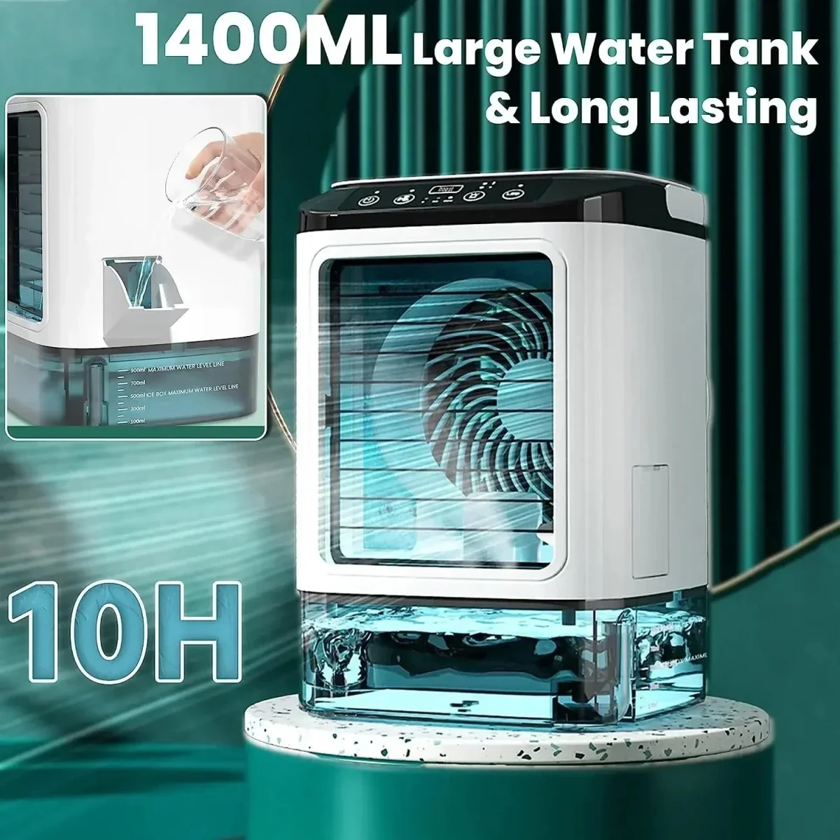 Portable Fan with Humidifier, Ice Pack and LED Night Light, view 4