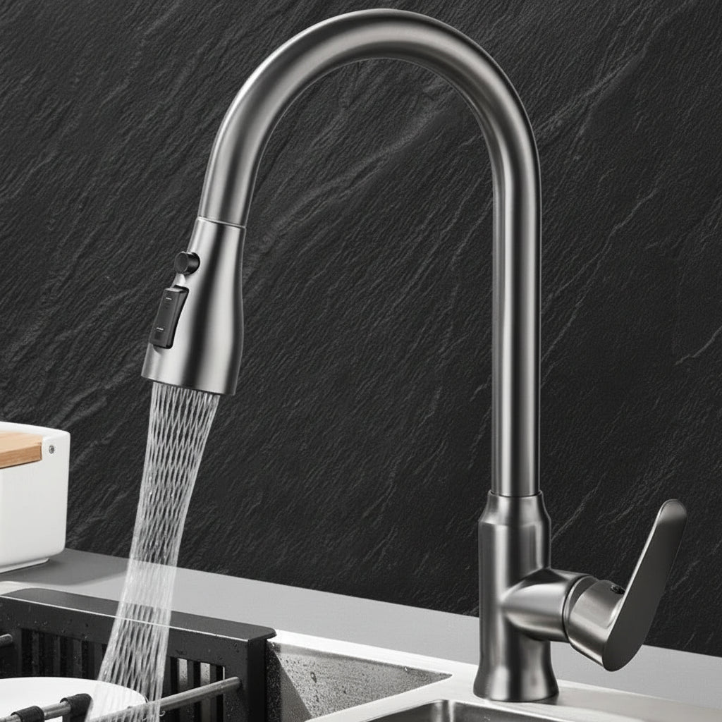 Pull Down Kitchen Faucet with 360 Degree Swivel in Four Finishes, view 6