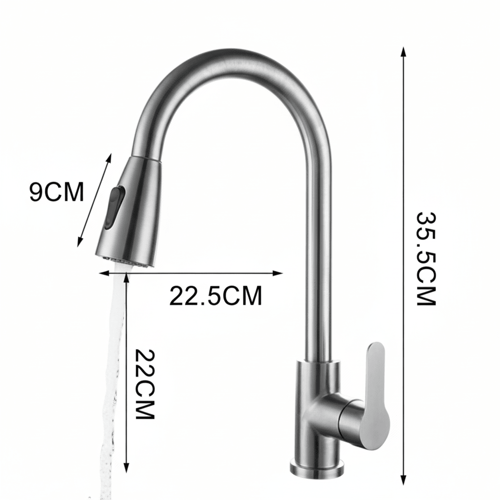 Pull Down Kitchen Faucet with 360 Degree Swivel in Four Finishes, view 11