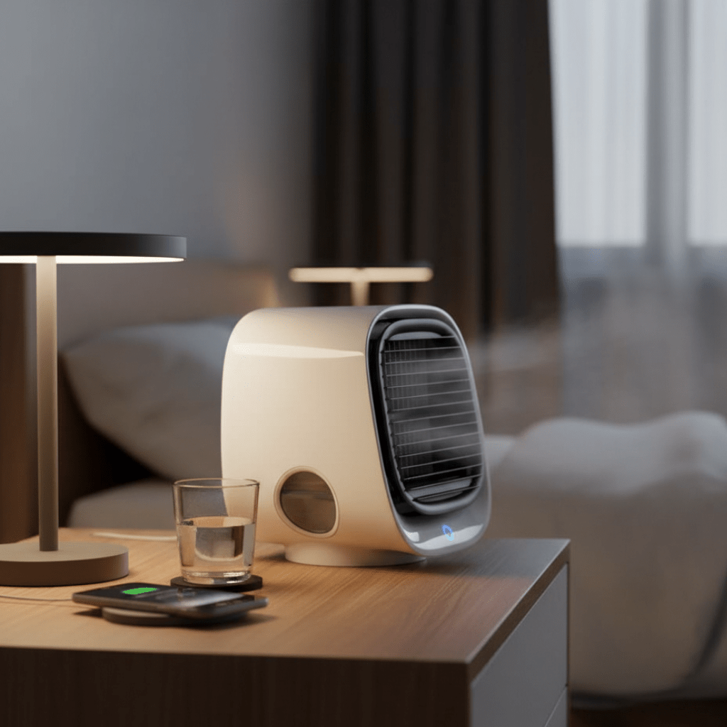 Rechargeable 2 in 1 Fan with Humidifier and Two Speed Settings, view 1