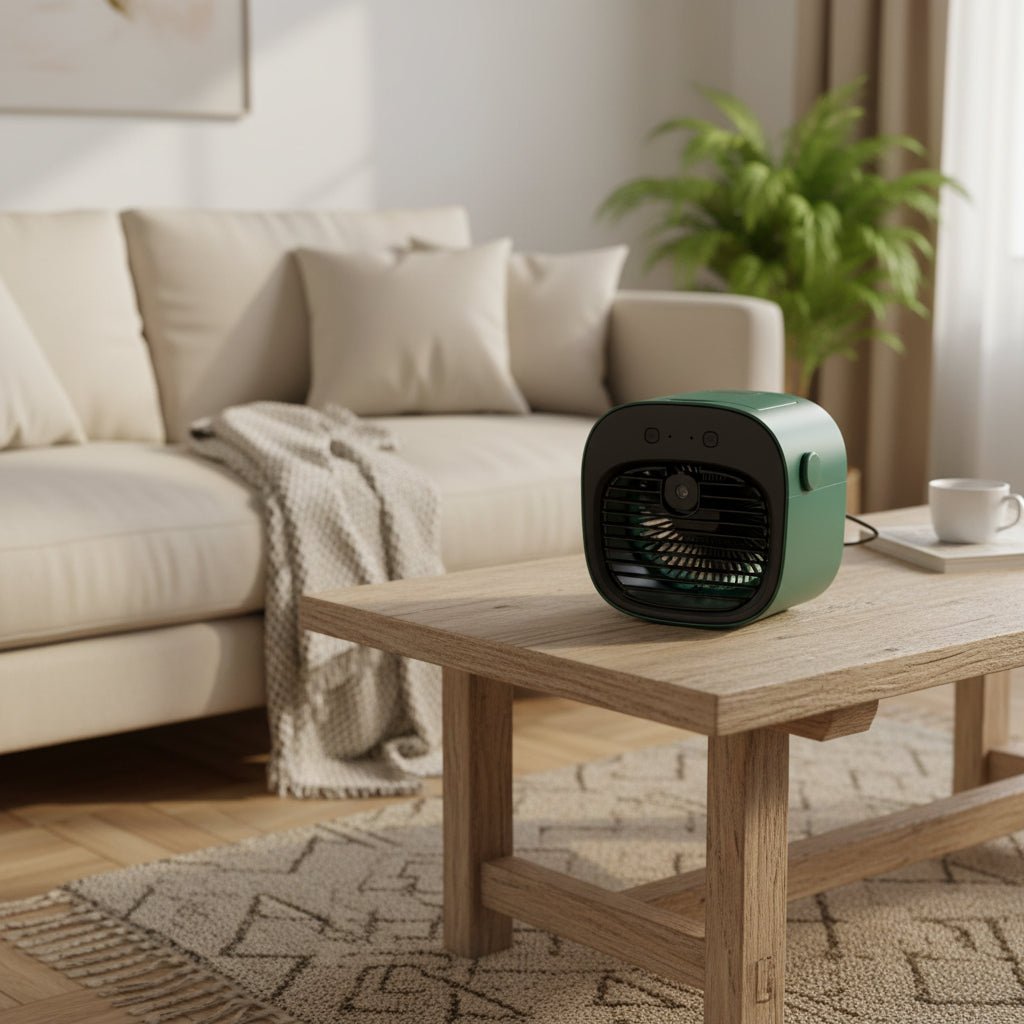 2 in 1 fan humidifier in white, green and pink