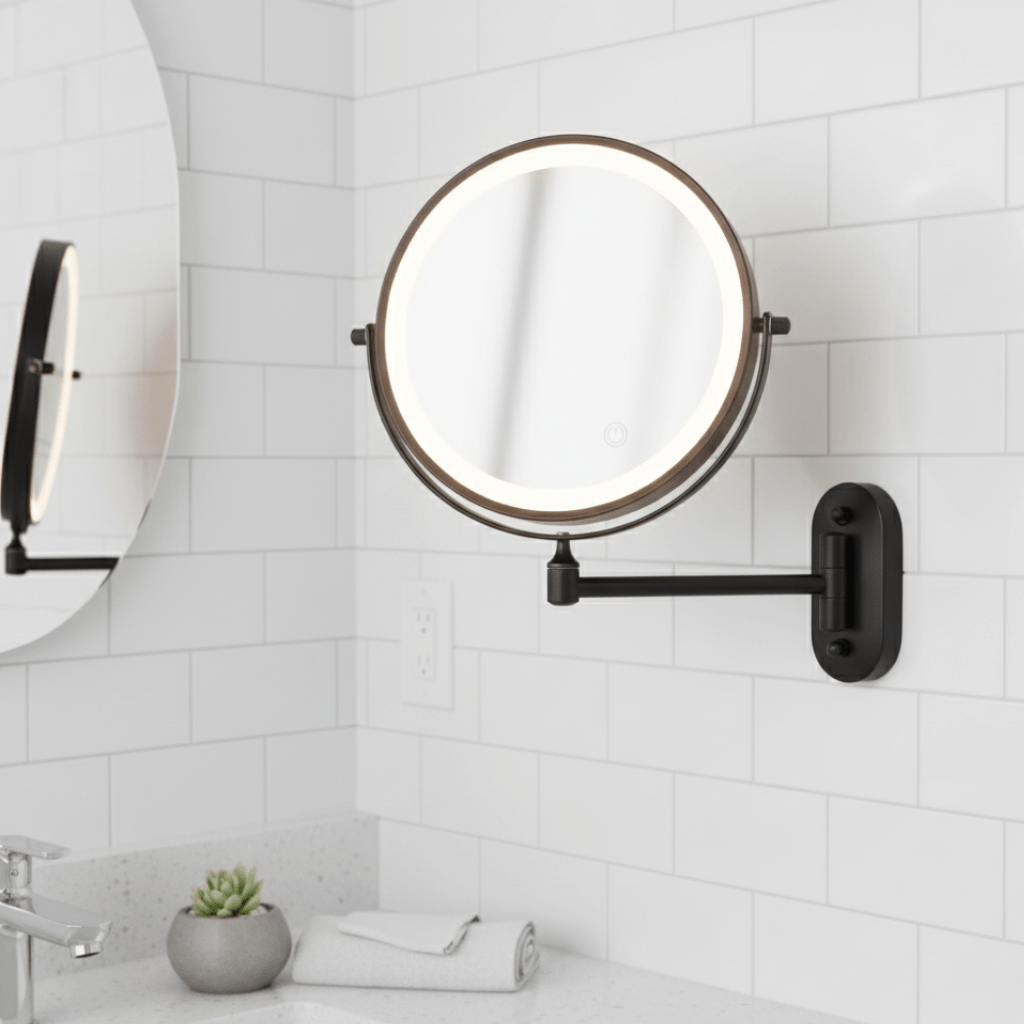 Rechargeable LED Makeup Mirror with Selectable 3x to 10x Magnification, view 1