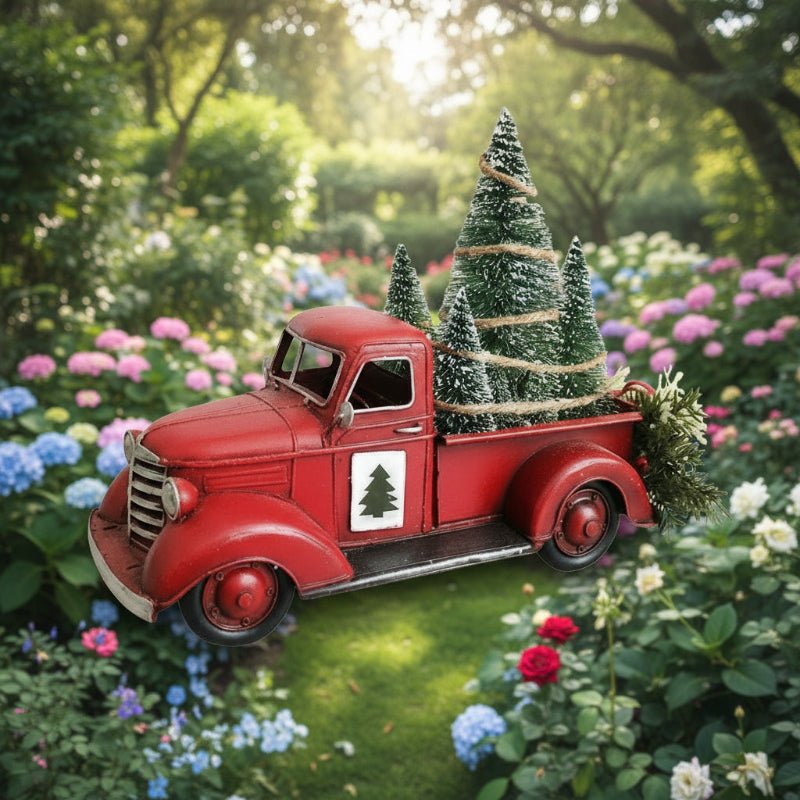 Red Pickup Truck Christmas Ornament with Mini Tree, 4.7 x 5.9 x 3.5 in, view 10
