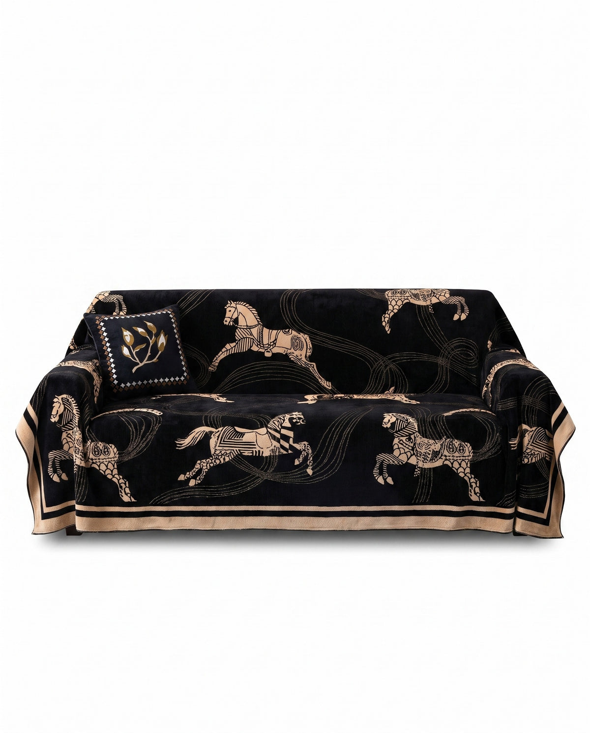 Regal Horse Patterned Sofa Cover | Full Couch Coverage, 71-165in