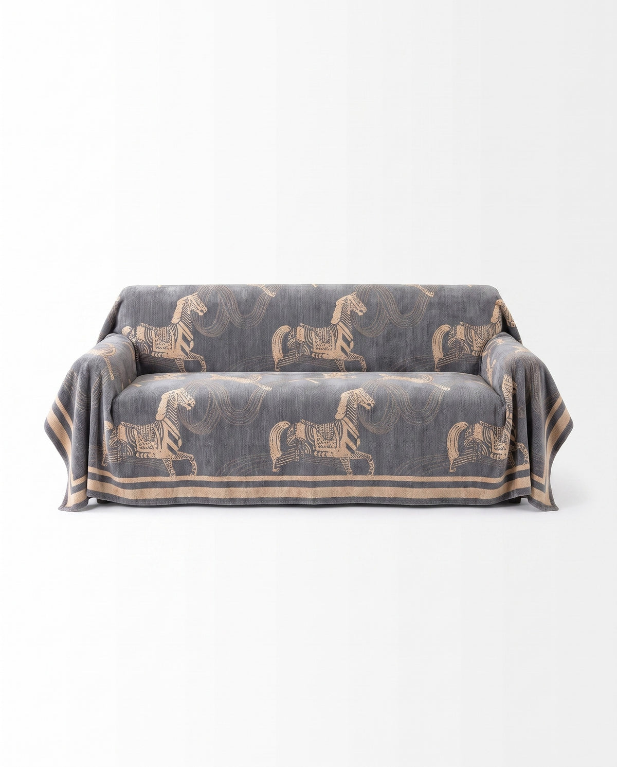 Regal Horse Patterned Sofa Cover | Full Couch Coverage, 71-165in