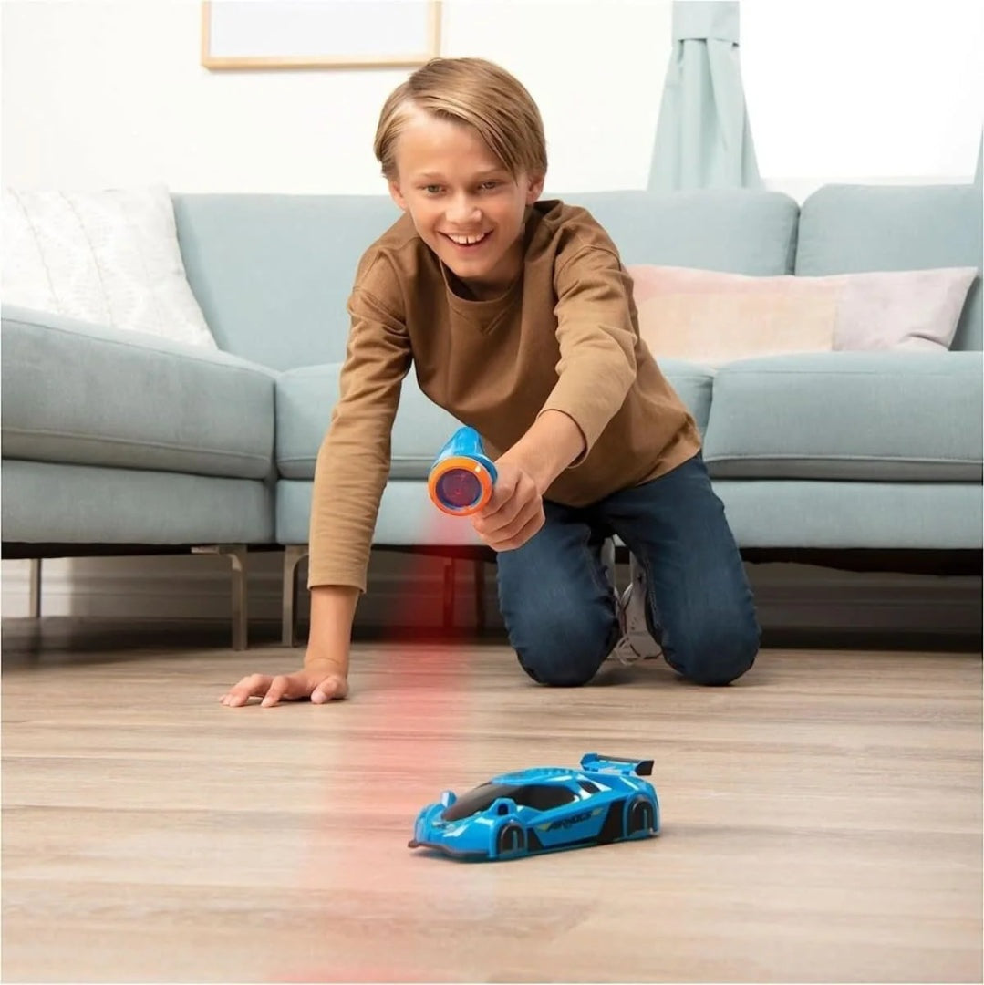 Wall climbing car with infrared remote in red, blue and gray