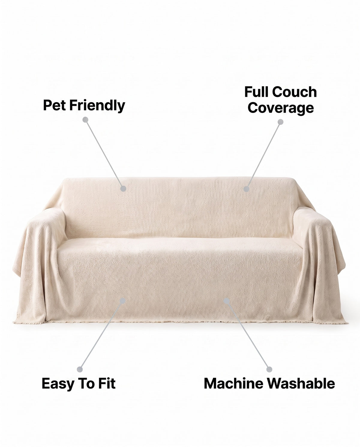 Cozy Winter Style Sofa Cover | Pet Friendly, 71-165in