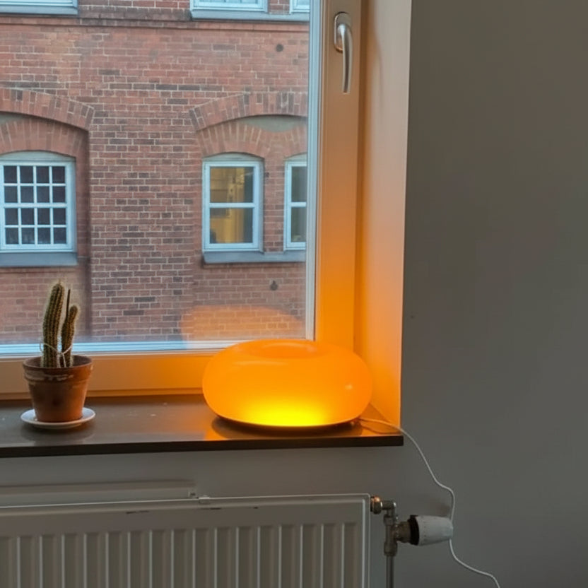 Ring Shaped LED Lamp in Glass and Metal, Dimmable with Selectable Light Color, view 4