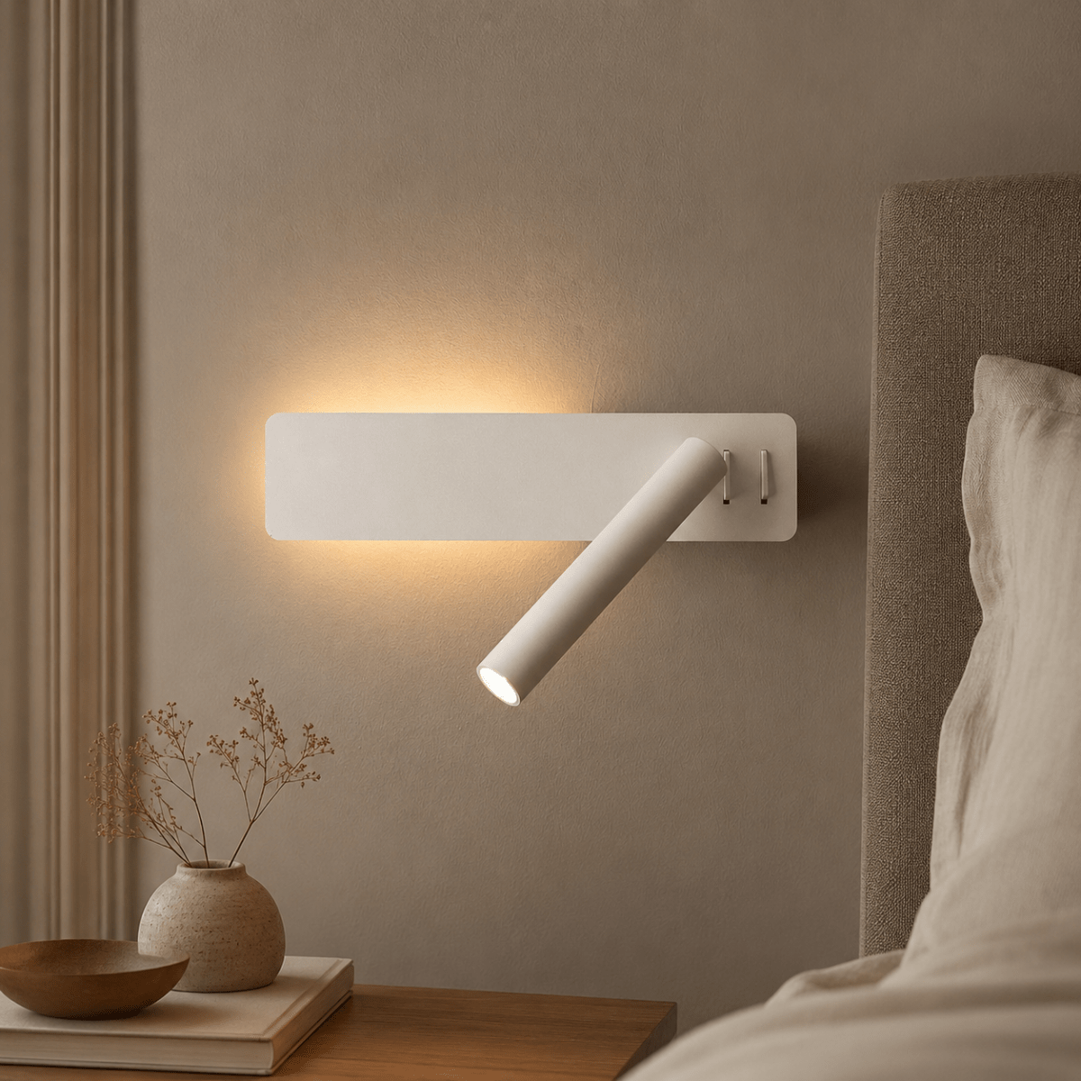 LED wall reading light in white and black