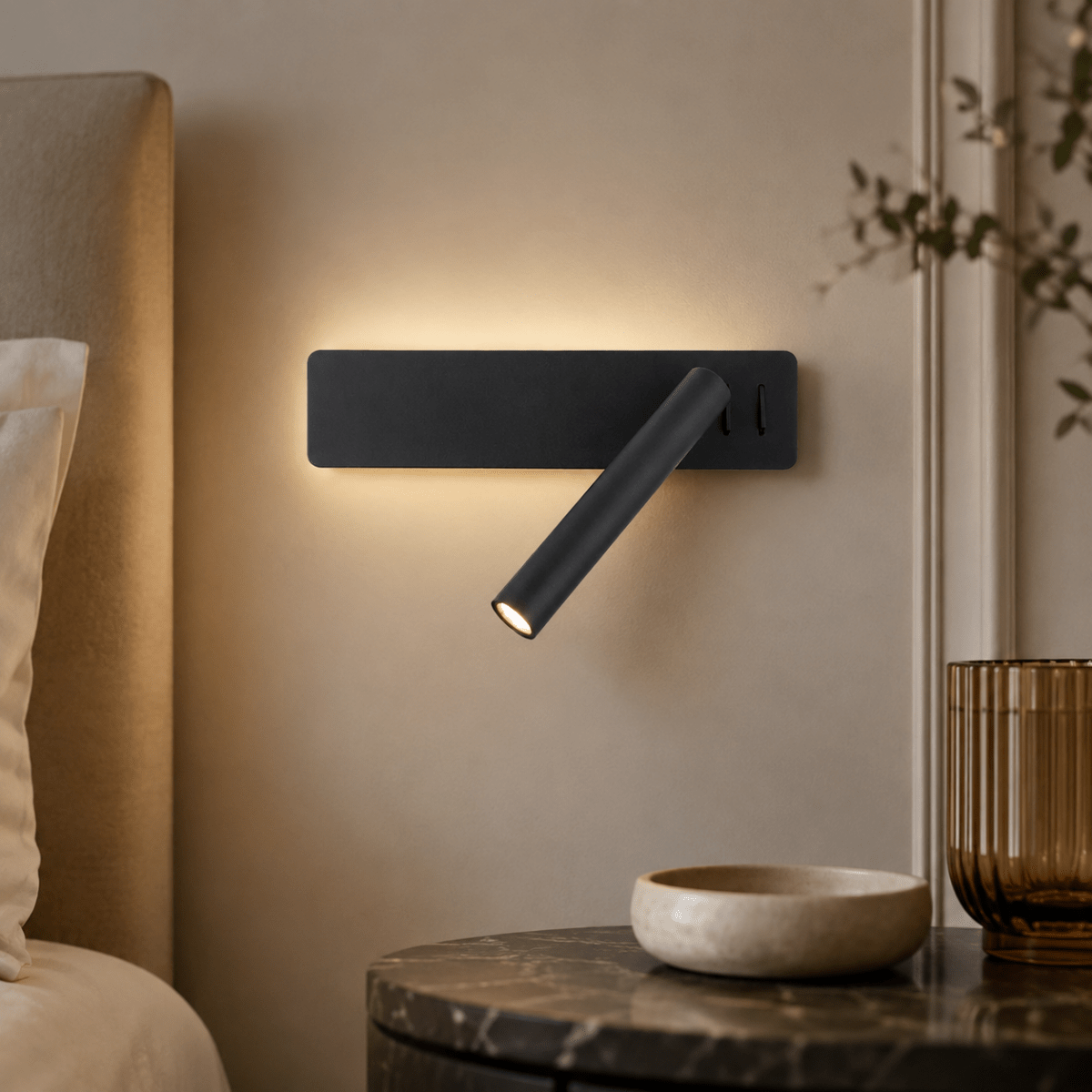 Rotating LED Wall Light with Stepless Dimming, Warm and Cool White, view 2