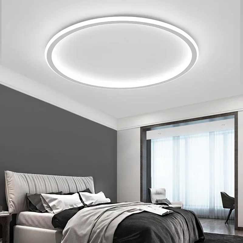 Round metal LED ceiling light with soft, glare free light