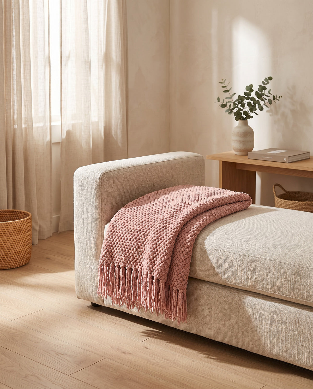 Knit Throw Blanket | Soft Warm Handfeel, 51-86in