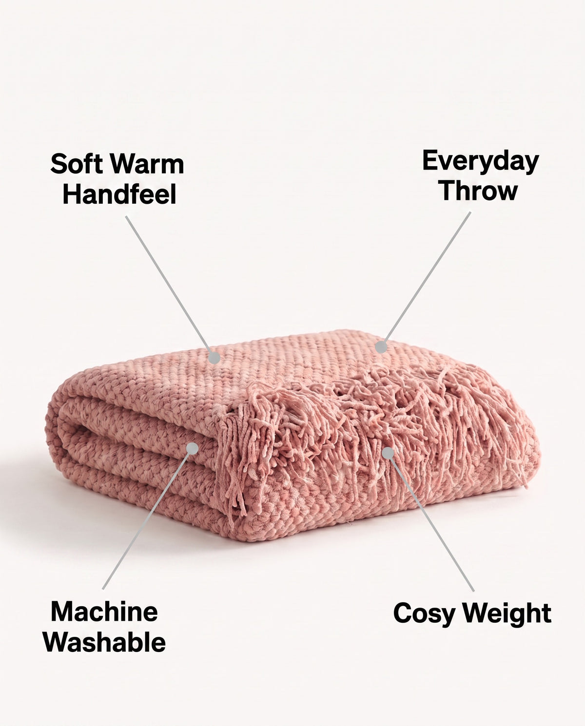 Knit Throw Blanket | Soft Warm Handfeel, 51-86in