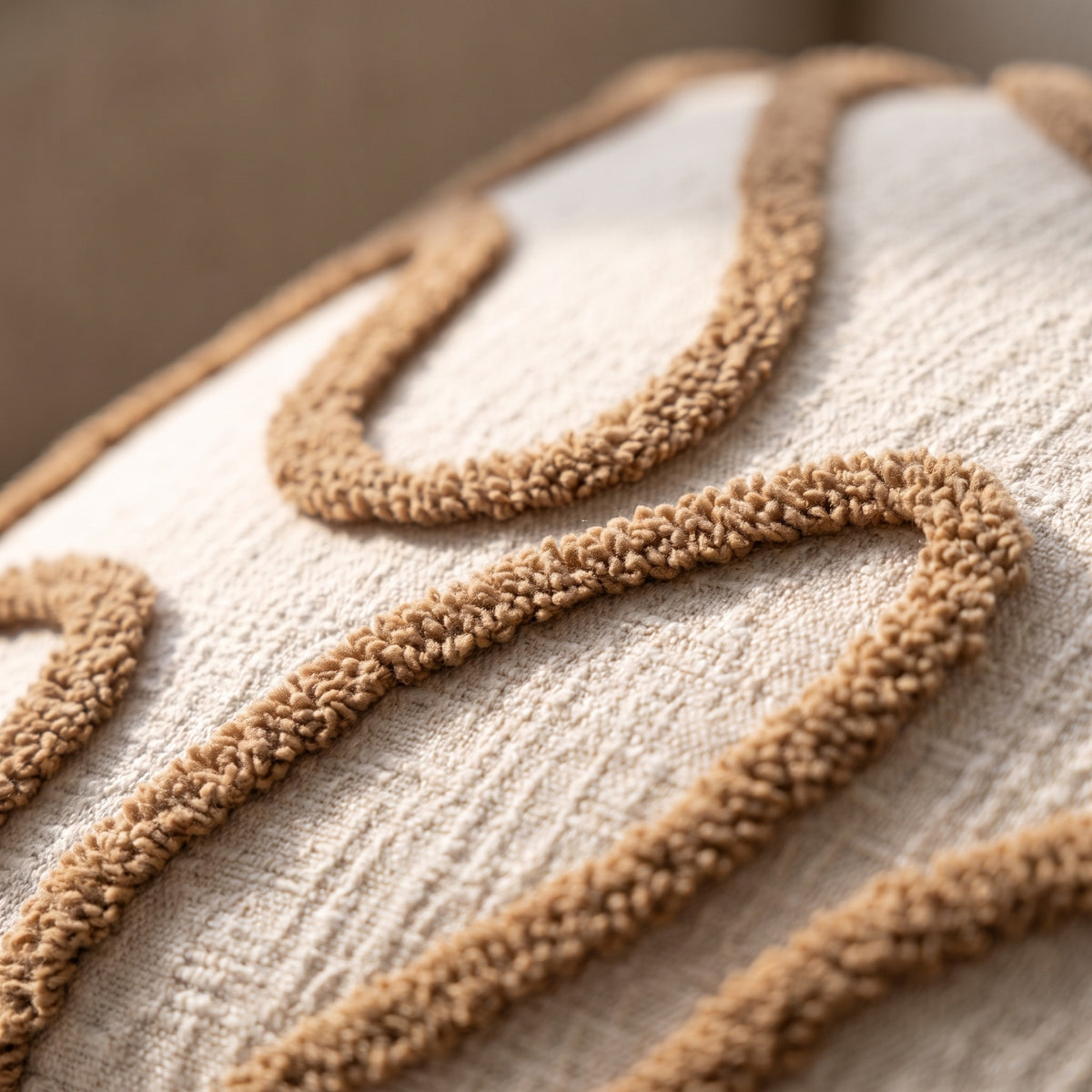 Boho Line Chenille Cushion Cover | Woven Texture, 3 Colors