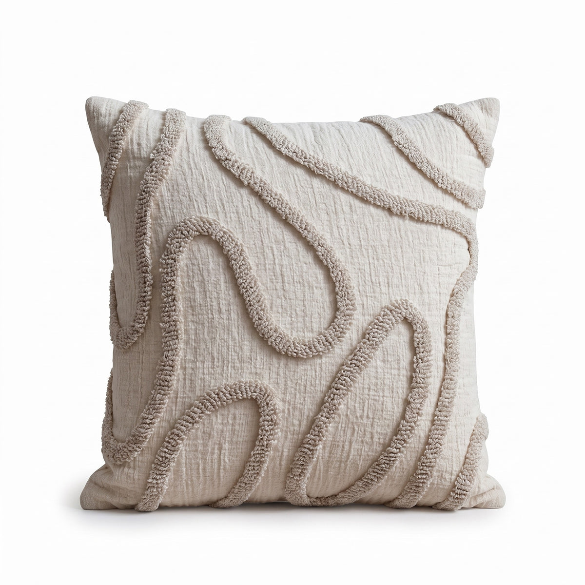 Boho Line Chenille Cushion Cover | Woven Texture, 3 Colors