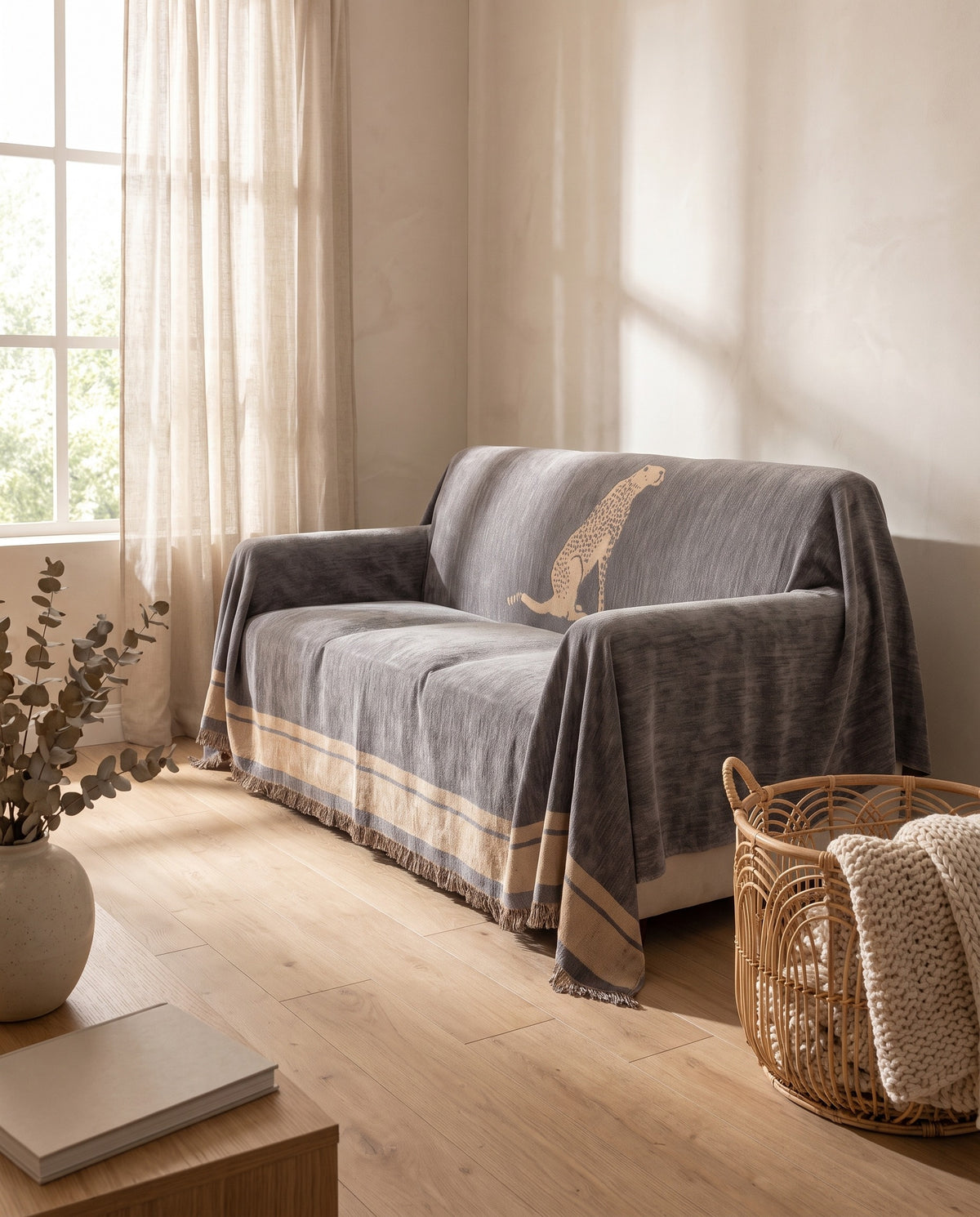 Safari Elegance Anti-Pilling Sofa Cover | Spill Resistant, 71-165in