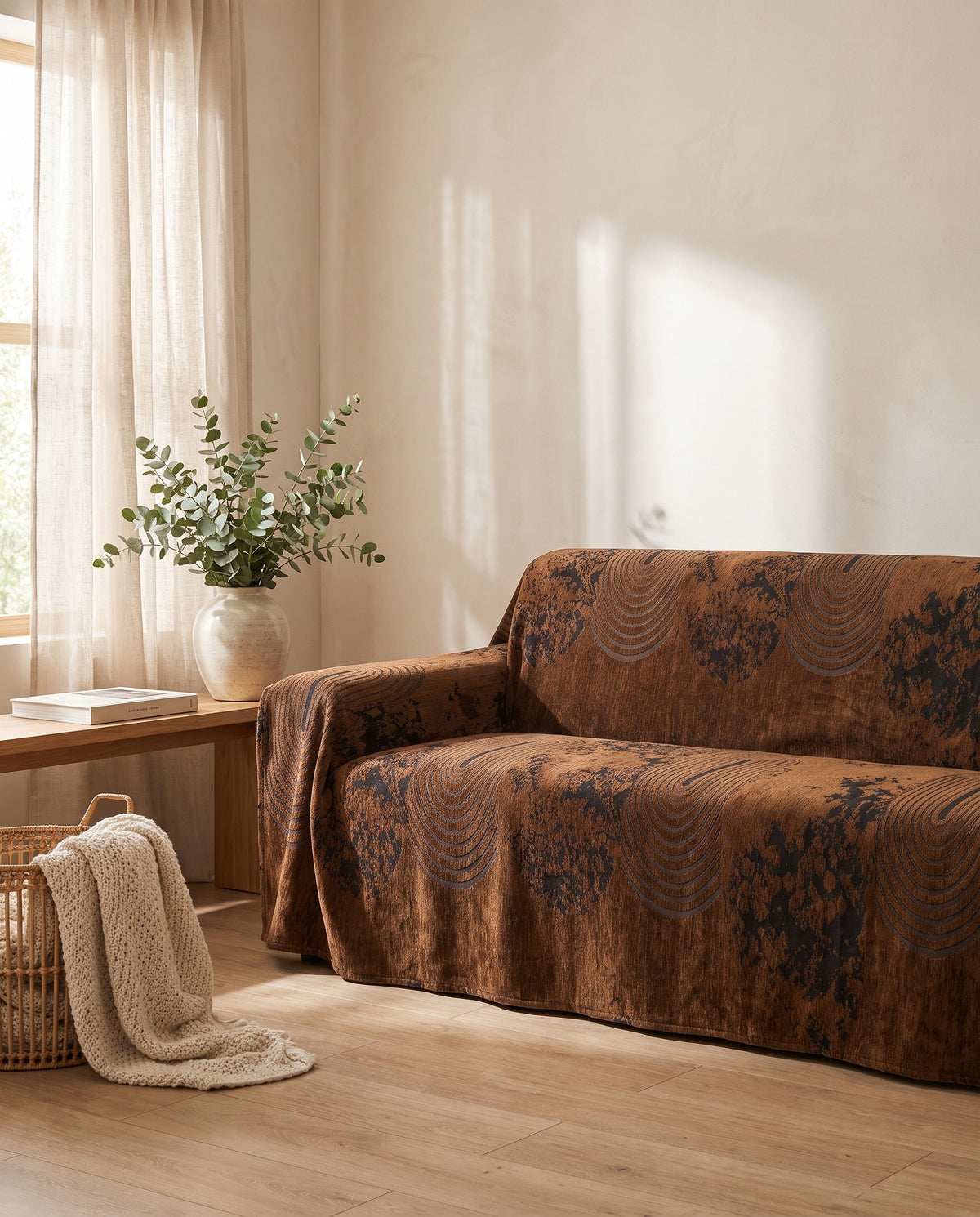 Scratch-Resistant Anti-Pilling Boho Elegant Sofa Cover | Pet Friendly, 71-165in