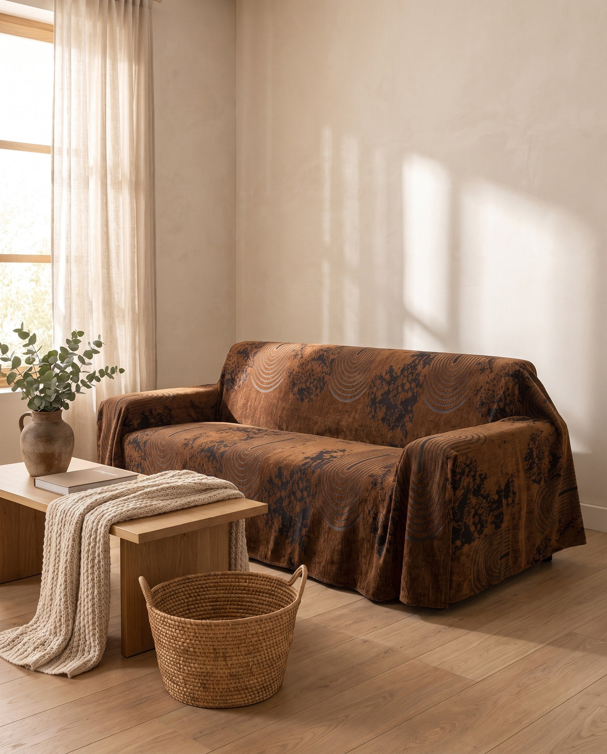 Scratch-Resistant Anti-Pilling Boho Elegant Sofa Cover | Pet Friendly, 71-165in