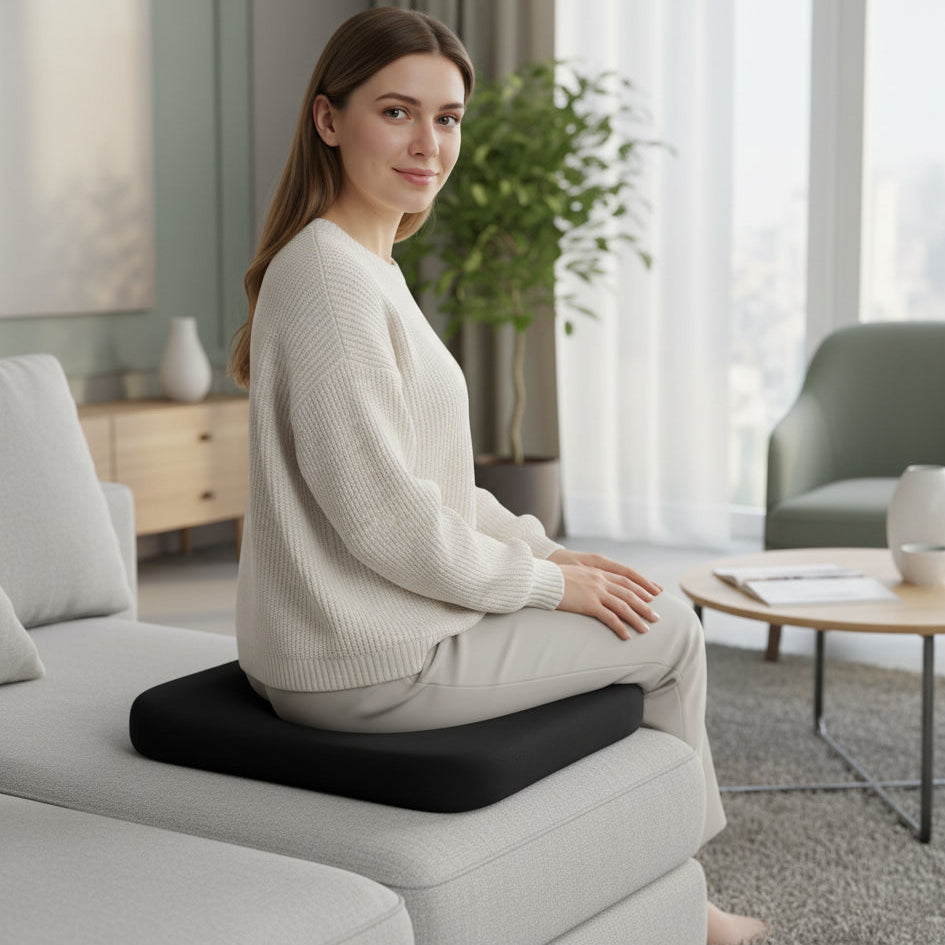 Seat Cushion with Firm Foam Core and Removable Cover in Three Sizes, view 1