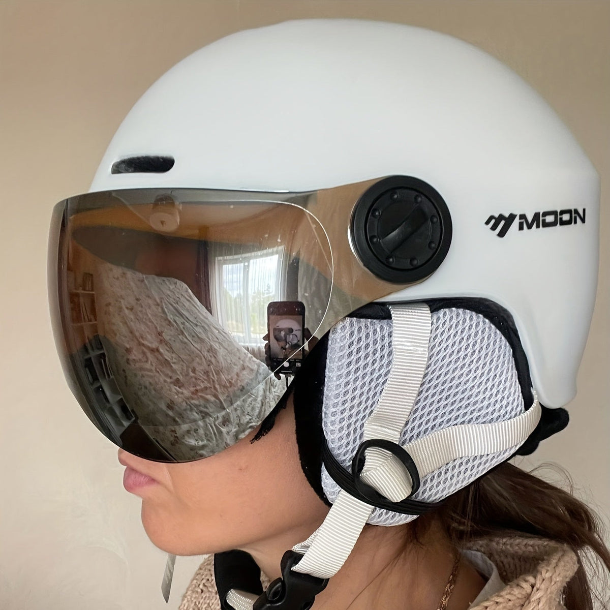 Ski Helmet with Flip Down Visor, Removable Chin Pad and Dial Fit, view 3