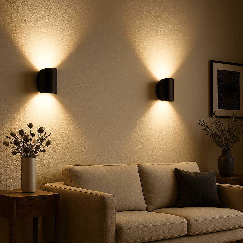 Slim LED wall light in black and white