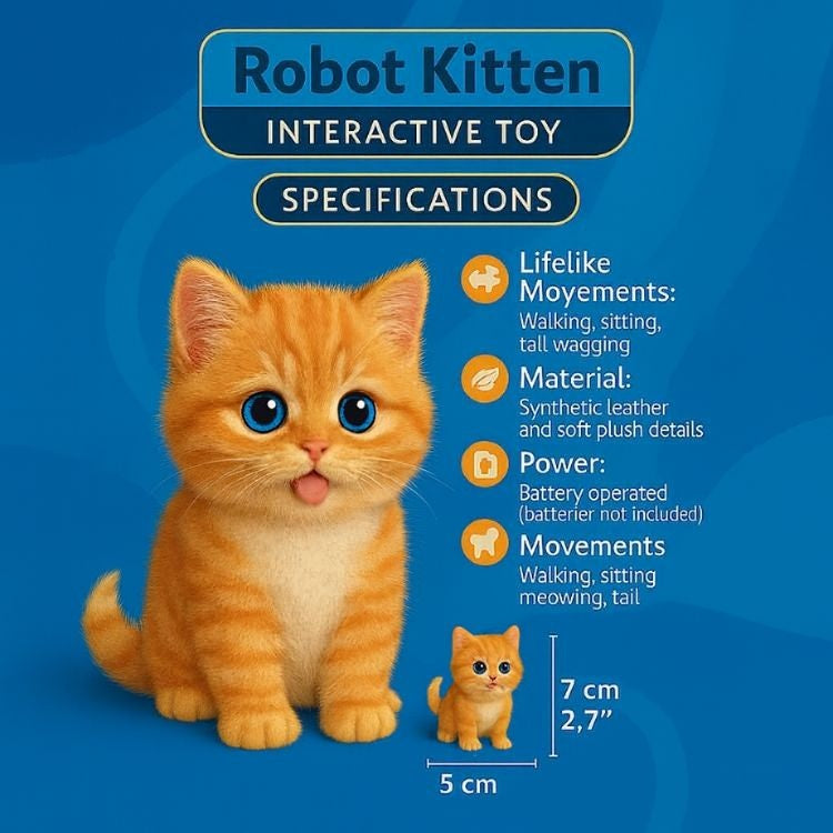 Small Plush Kitten Toy That Walks, Sits and Meows, 2.8 Inch, view 5