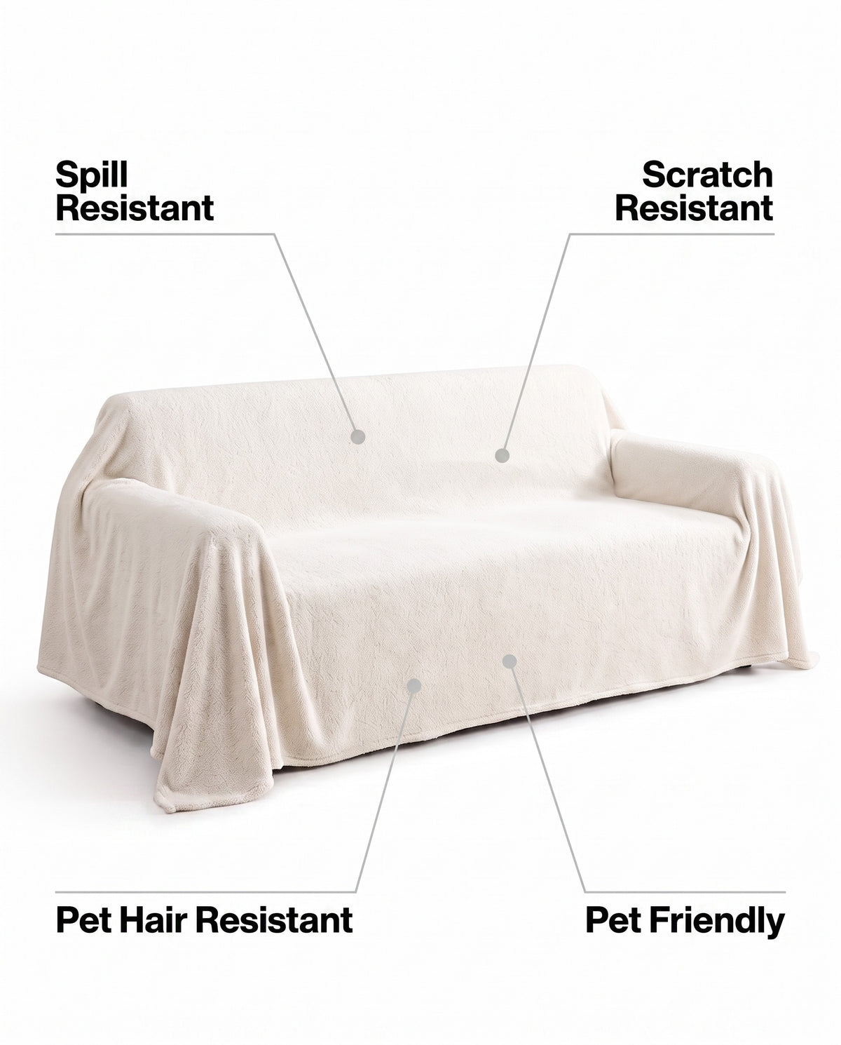 Soft Plush Multi-Purpose Sofa Protection Couch Cover Pet-Friendl | Spill Resistant, 71-165in