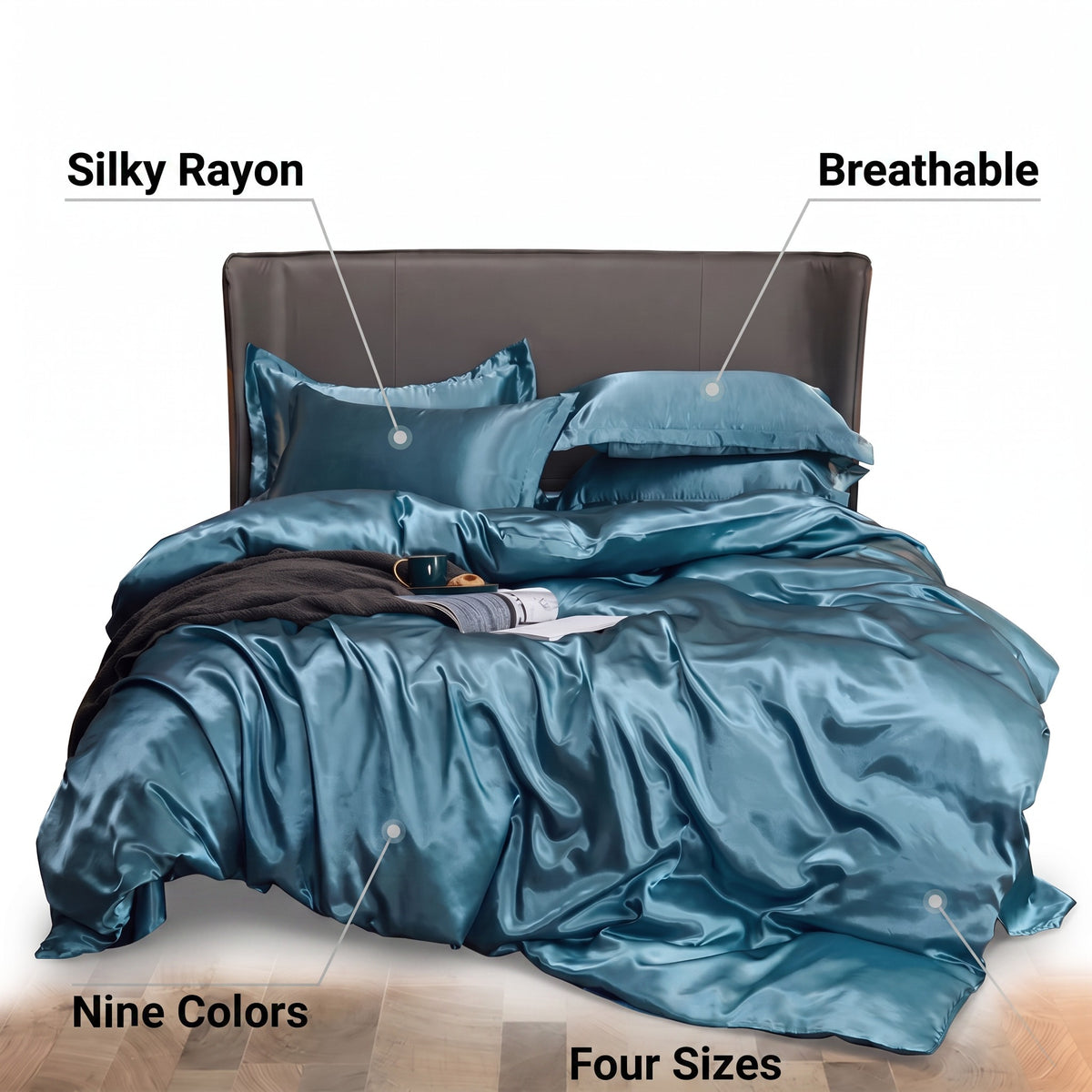 Rayon Duvet Cover Set | Silky Breathable bedsheet, 59-87in