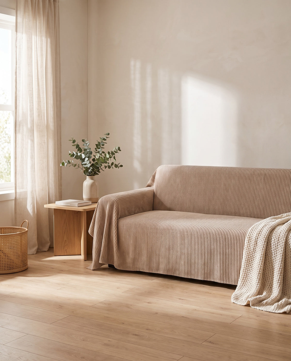 SoftWave Ribbed Chenille Nonslip Sofa Cover | Spill Resistant, 1-126in