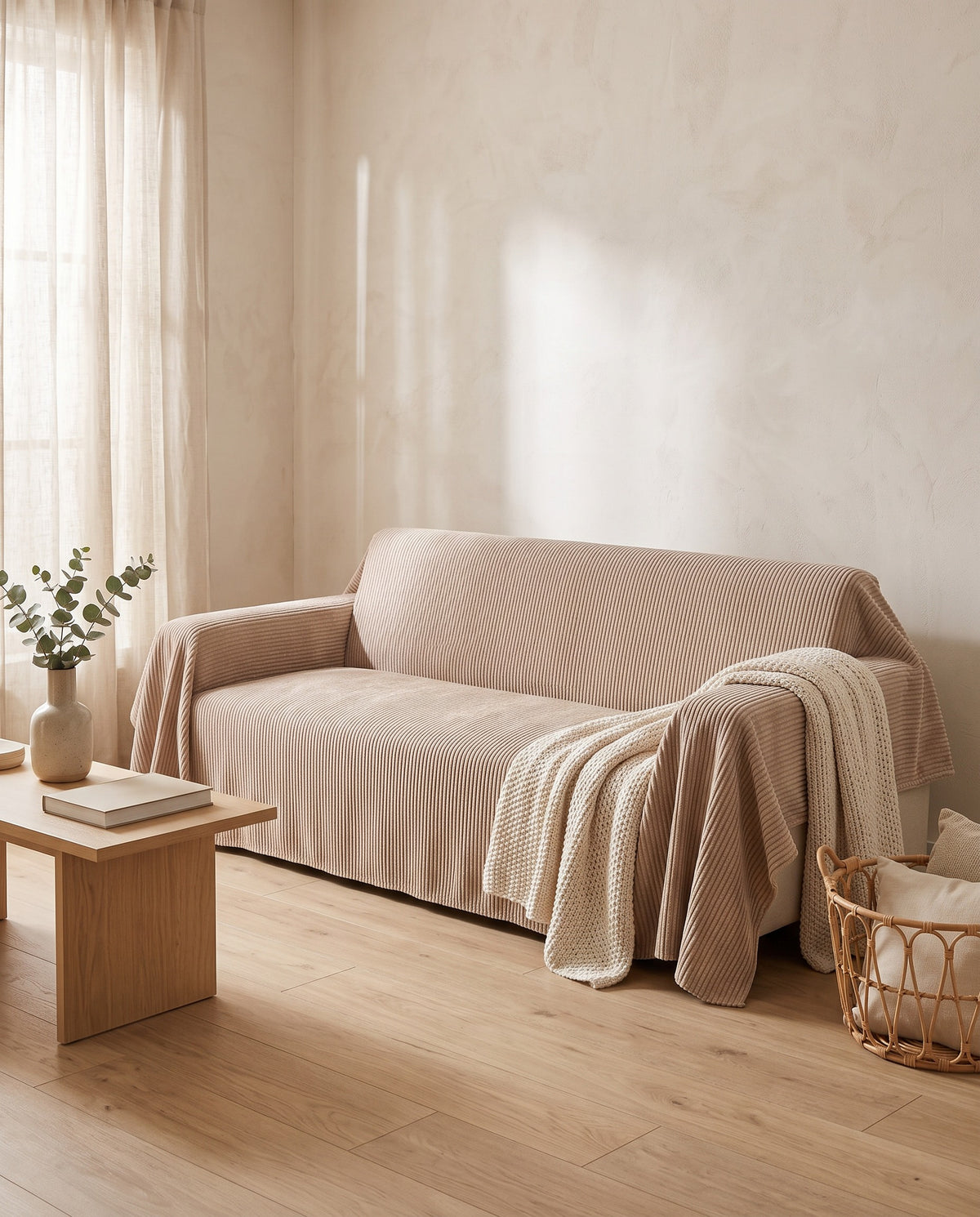SoftWave Ribbed Chenille Nonslip Sofa Cover | Spill Resistant, 1-126in
