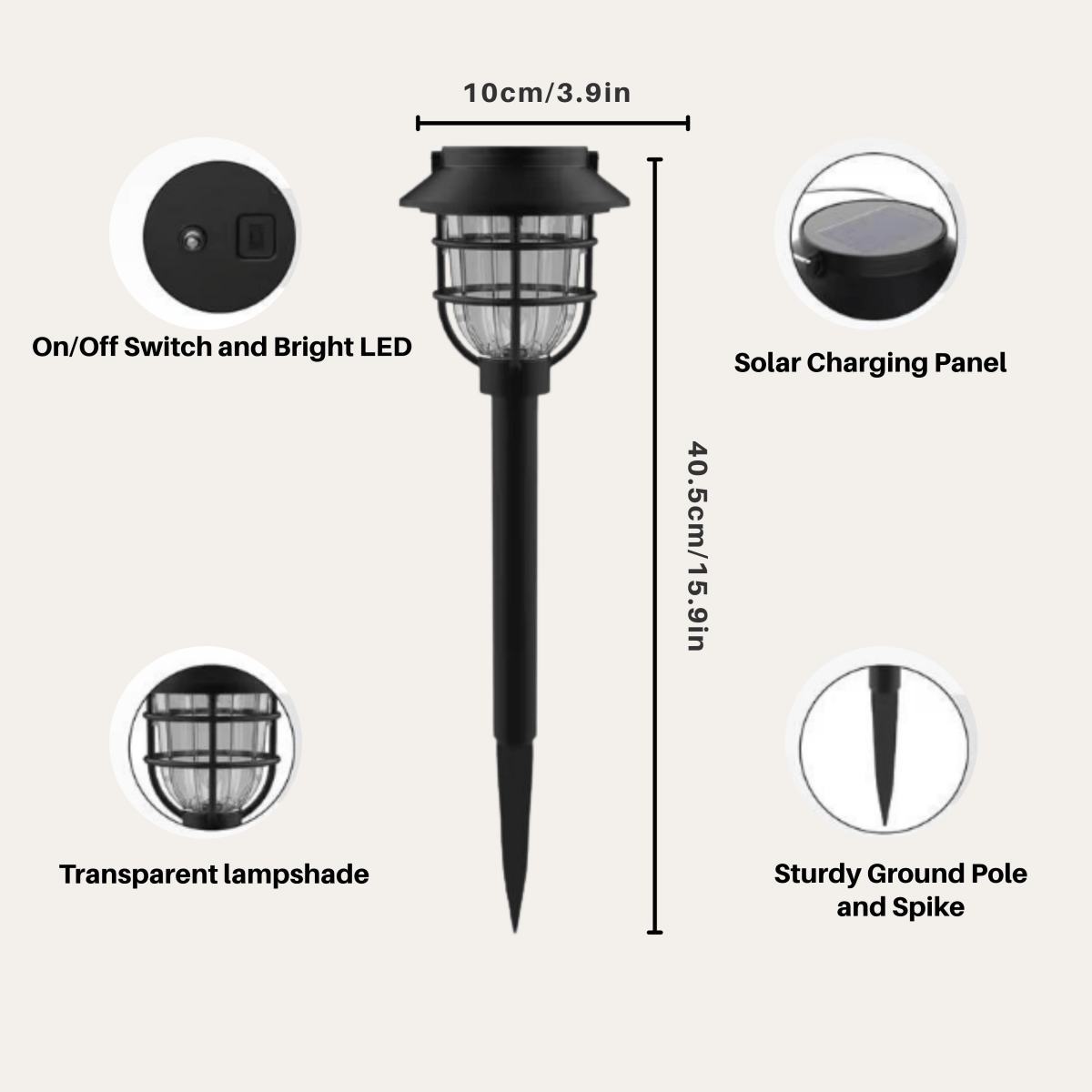 Solar Pathway Lights with Motion Sensor and Three Lighting Modes in ABS, view 6