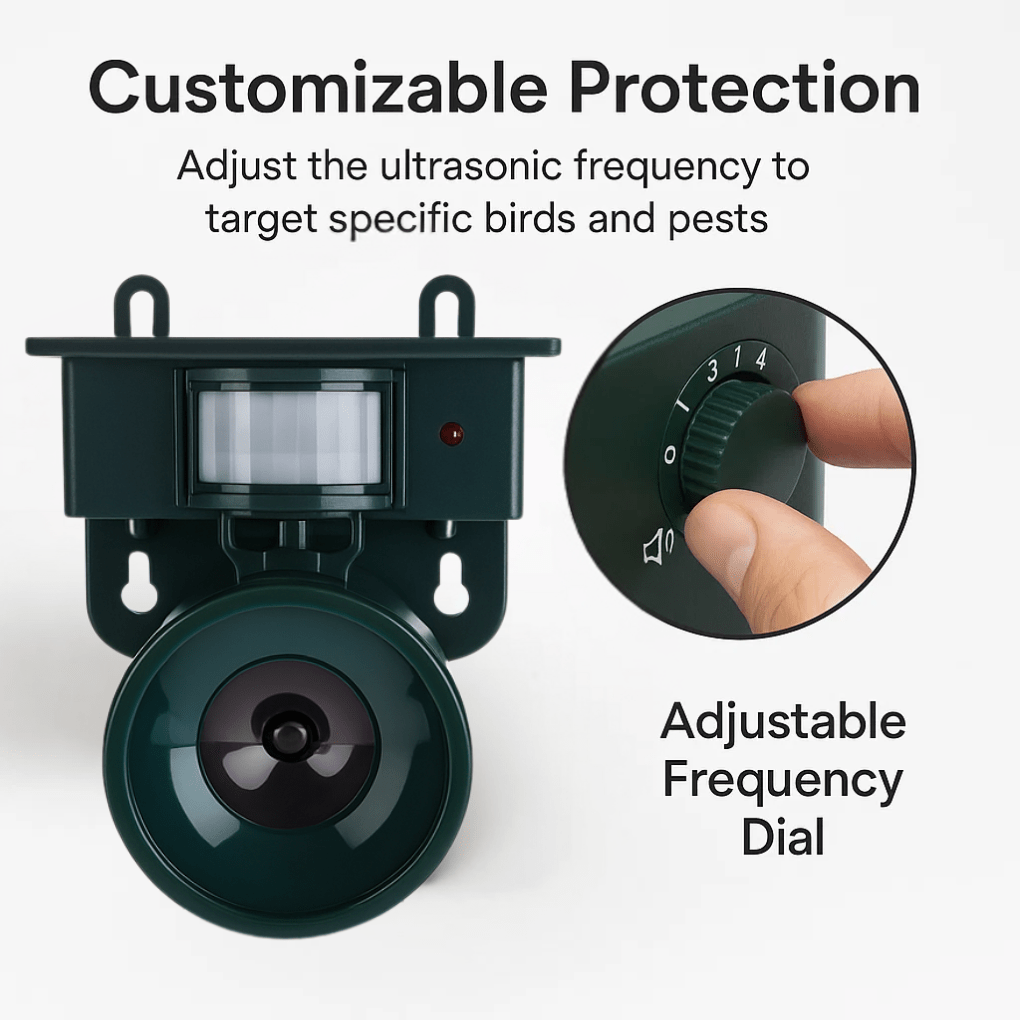 Solar Powered Bird Repeller with Motion Sensor and Sound Deterrent for the Garden, view 6