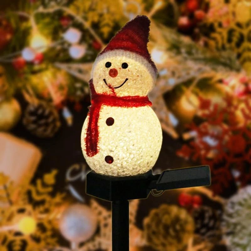 Solar Powered Snowman Light with Warm White Glow for Outdoor Use, view 1