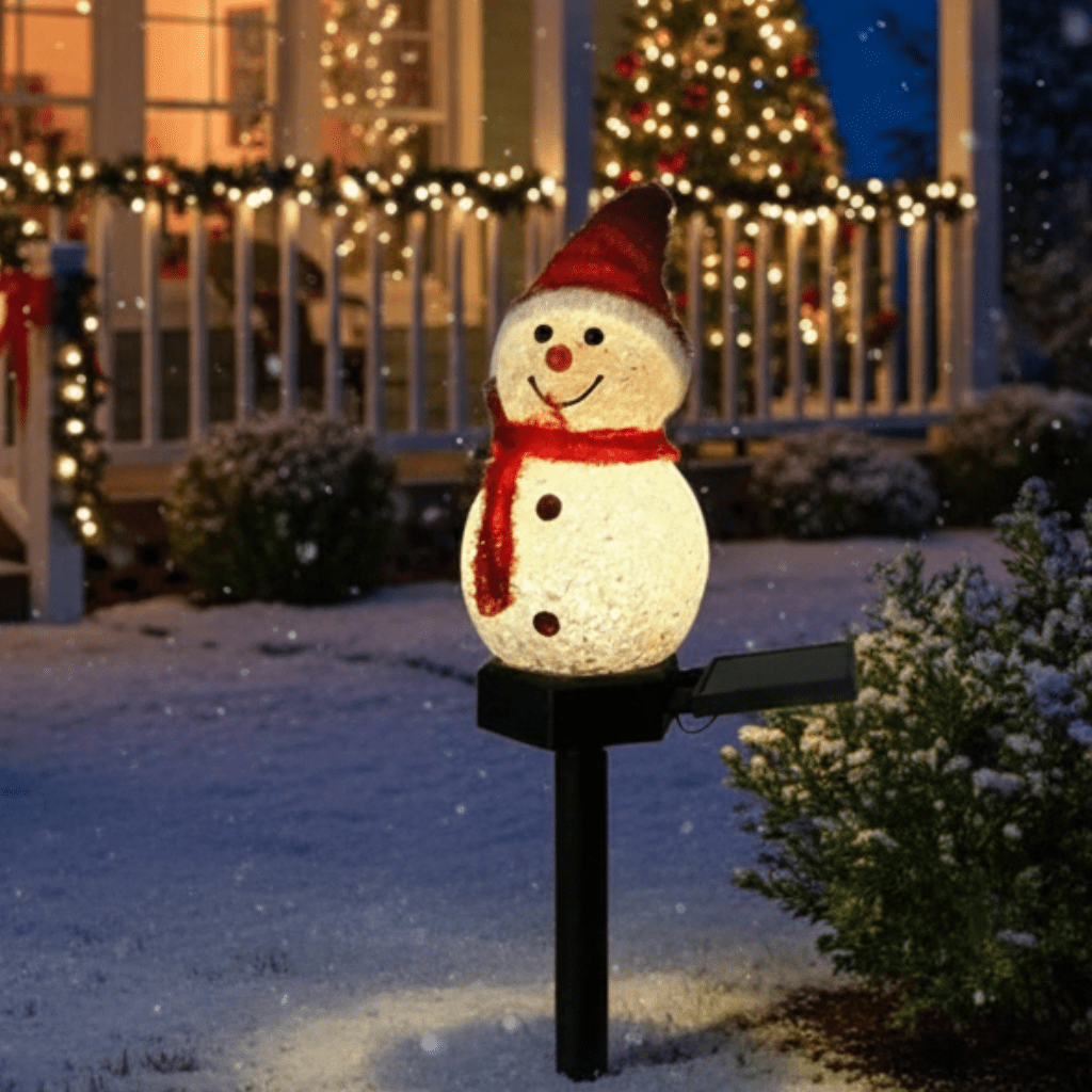 Solar Powered Snowman Light with Warm White Glow for Outdoor Use, view 2