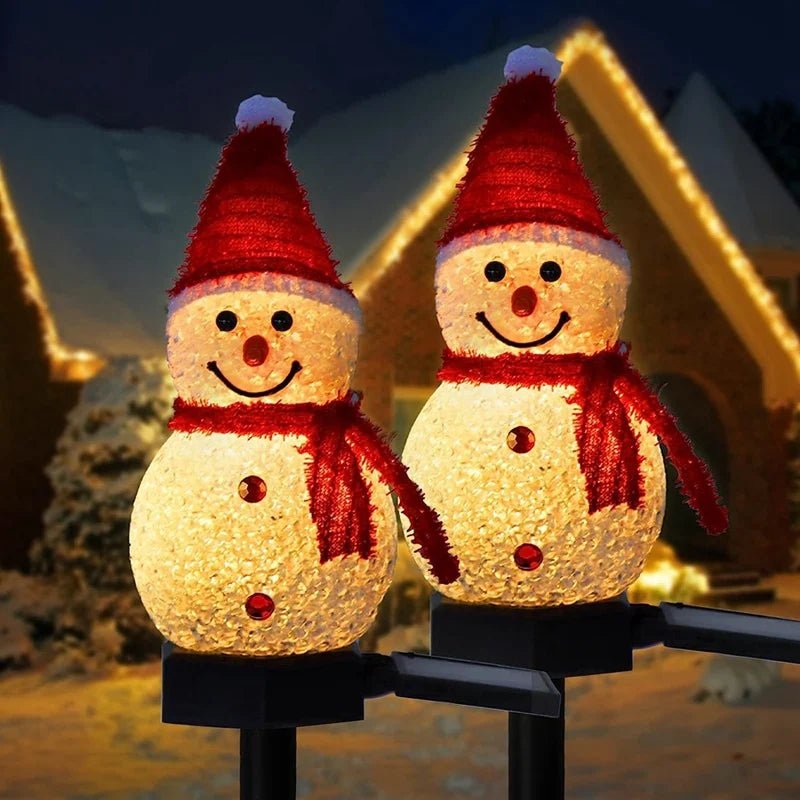 Solar Powered Snowman Light with Warm White Glow for Outdoor Use, view 4