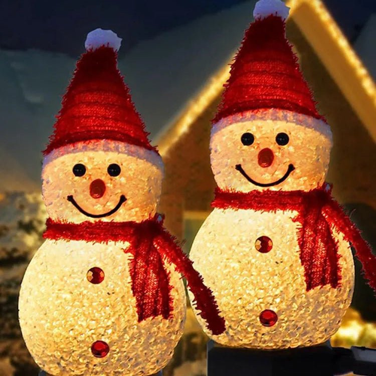 Solar Powered Snowman Light with Warm White Glow for Outdoor Use, view 5