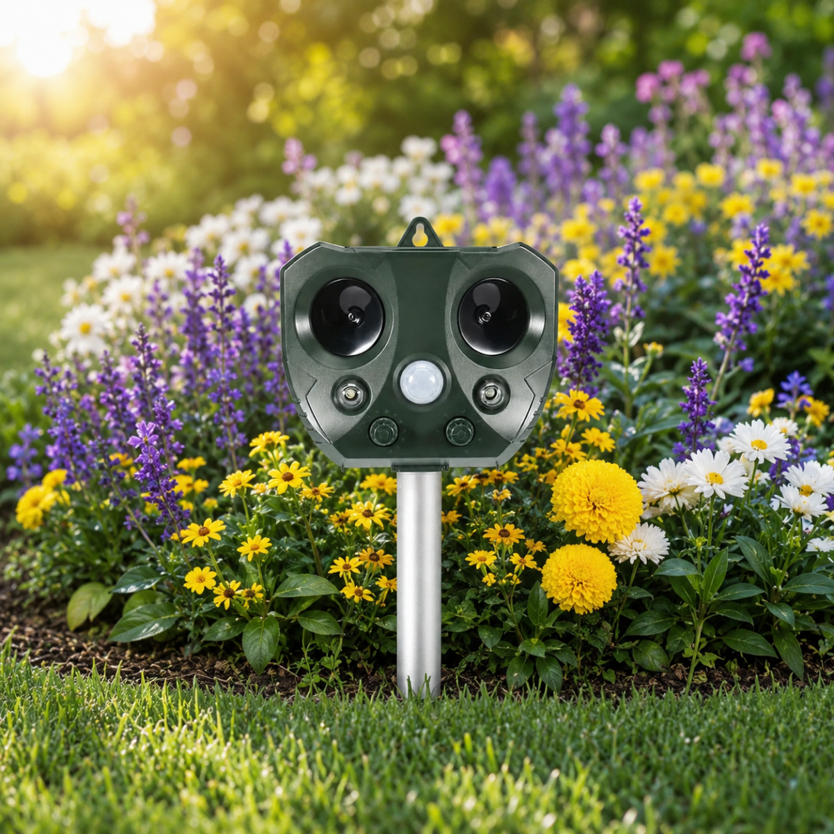 Solar Ultrasonic Animal Repeller with PIR Motion Sensor and IPX4, view 3