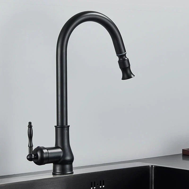 Solid Brass Pull Down Kitchen Faucet with Spray Head in Antique Bronze, view 4