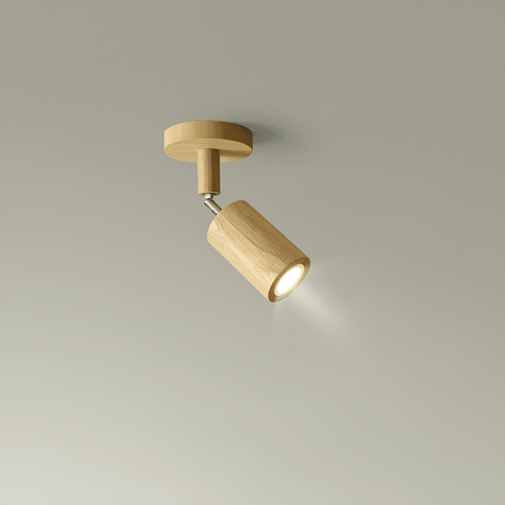 Solid Wood Ceiling Light with Adjustable Spotlight Heads for Focused Lighting, view 3