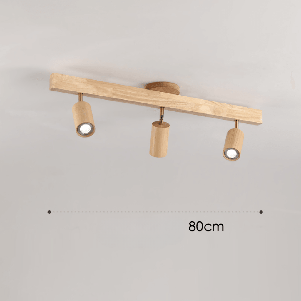 Solid Wood Ceiling Light with Adjustable Spotlight Heads for Focused Lighting, view 7