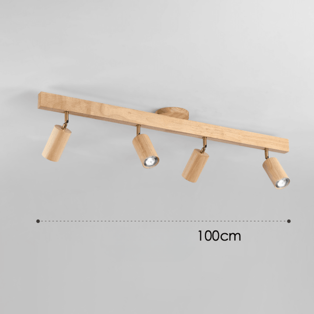 Solid Wood Ceiling Light with Adjustable Spotlight Heads for Focused Lighting, view 8